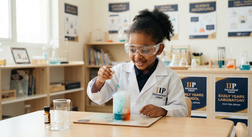 Young learner exploring a science activity in an Early Years classroom